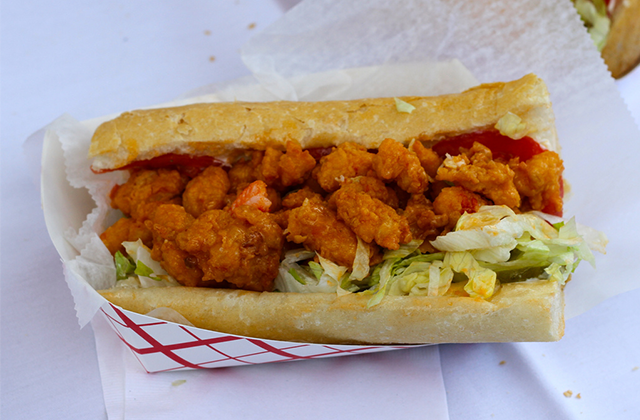 Shrimp Po-Boy at Oak Street Po-Boy Festival (Photo: GW Fins)